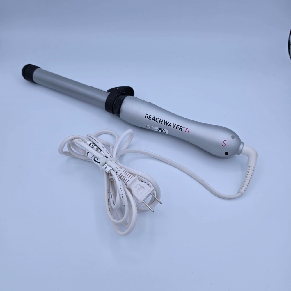 Beachwaver S1 Rotating Curling Iron Silver Black Dual Rotation Hair Tool